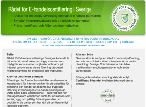 E-handel: Rådet för E-handelscertifiering i Sverige E-handel: Rådet för E-handelscertifiering i Sverige