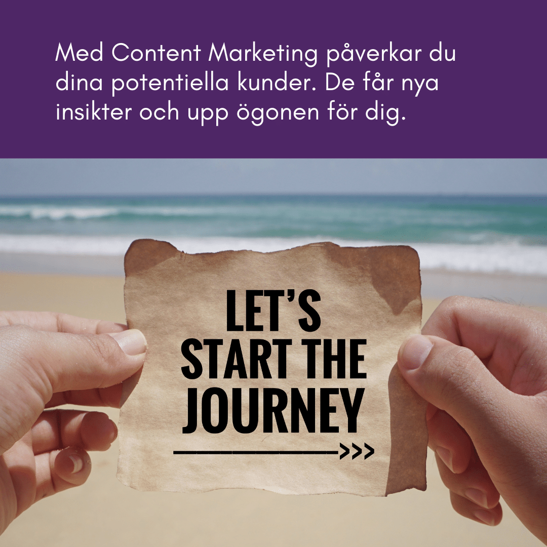 Content Marketing Med Content Marketing ger du dina potentiella kunder ett värde, exempelvis en ny insikt, kunskap eller inspiration. Du undviker att sälja något, just nu i alla fall.