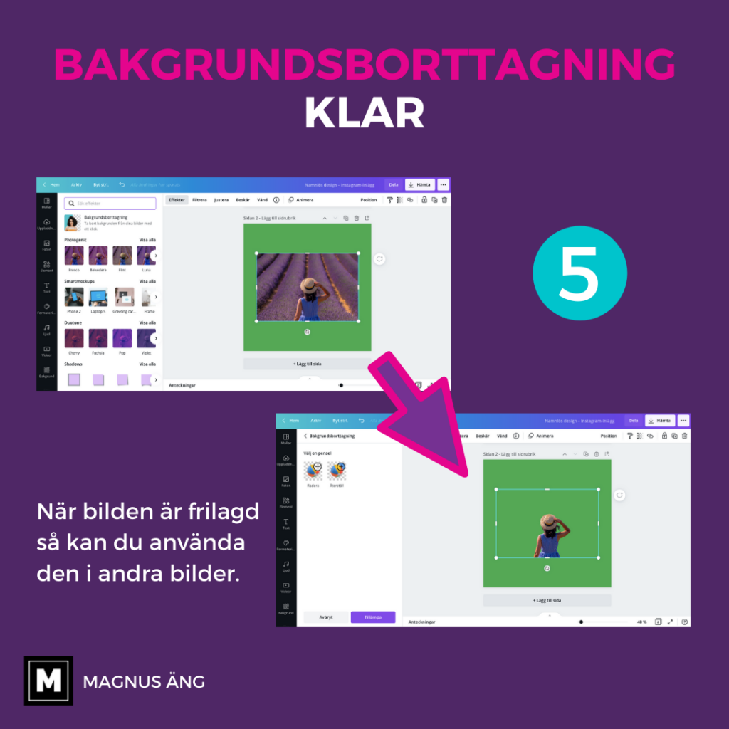 Friläggning i Canva är klar