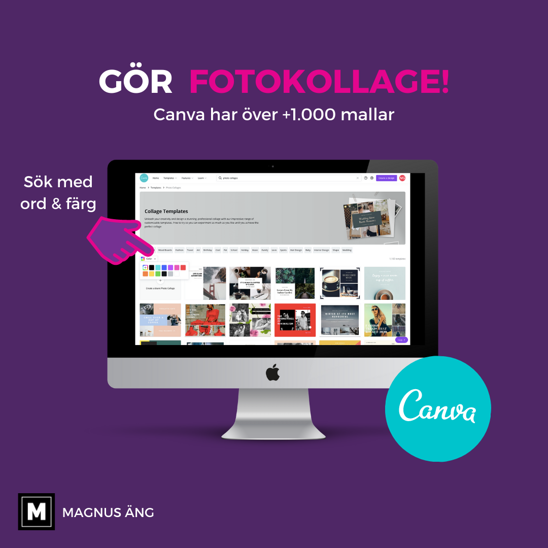 Gör fotokollage med canva Gör fotokollage med Canva, välj mellan 1000-tals färdiga mallar.